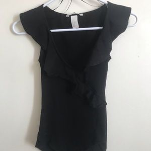V-neck body suit with ruffles